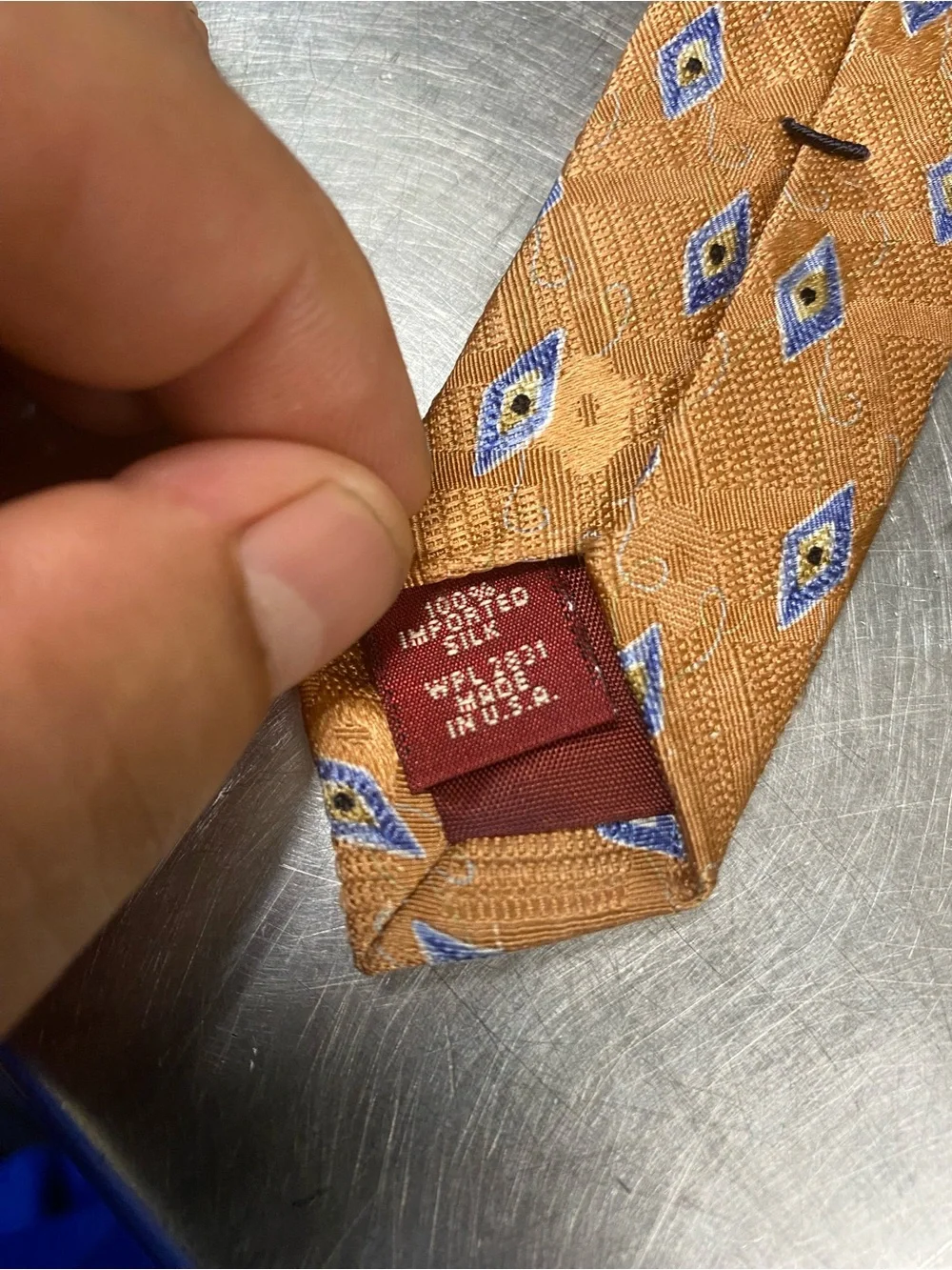 Men's Tan Geometric Pattern Silk Tie